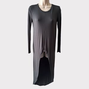 Primi Front Knot Uneven Hem Top, Size S, Grey